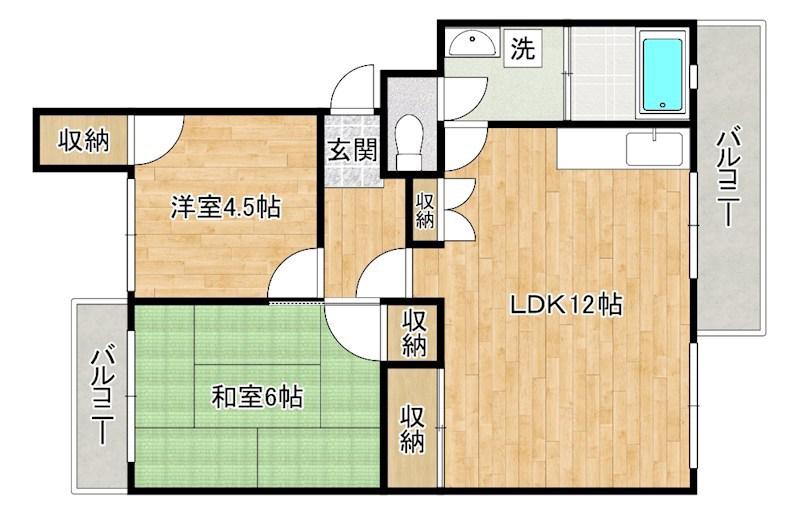 富士見サンハイツ(2LDK/3階)の間取り写真