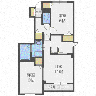 レガーノ弐番館(2LDK/1階)の間取り写真