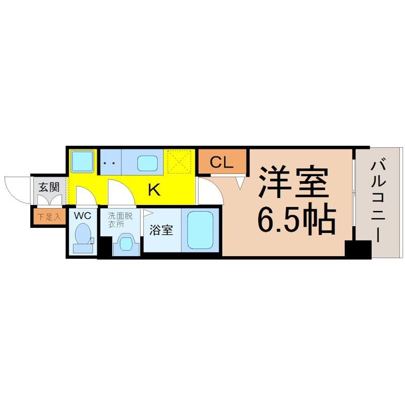 プレサンス伏見アーバンベース(1K/12階)の間取り写真