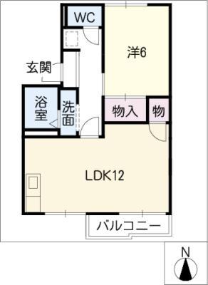 サンモールC棟(1LDK/2階)の間取り写真