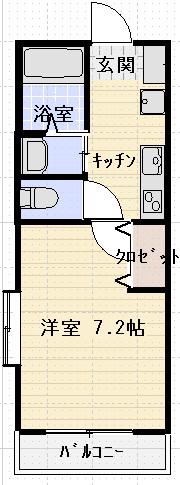 レジデンスK 壱番館(1K/1階)の間取り写真