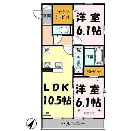 CLOVER FIELD(2LDK/2階)の間取り写真