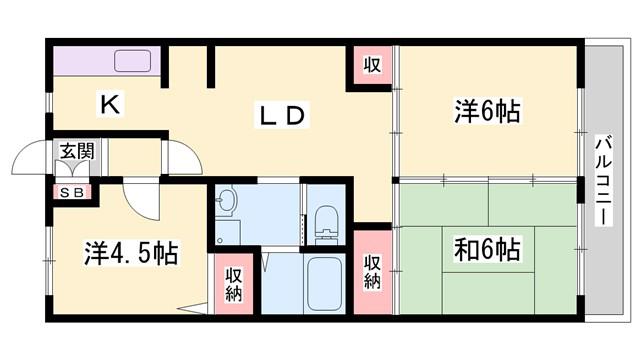 ニッセイ日笠コーポ II(3LDK/1階)の間取り写真