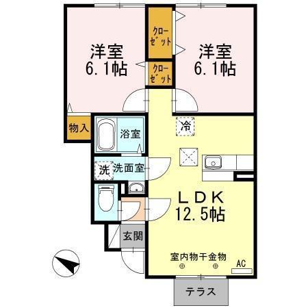 フォーレンおいらせB(2LDK/1階)の間取り写真