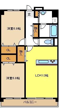 アソシア一社II(2LDK/4階)の間取り写真