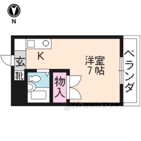 グランタック竜安寺(1K/3階)の間取り写真