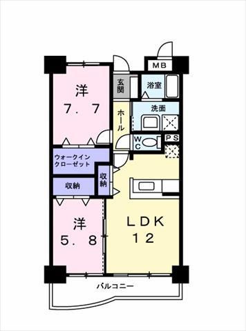 アンソレイエアオキ(2LDK/1階)の間取り写真