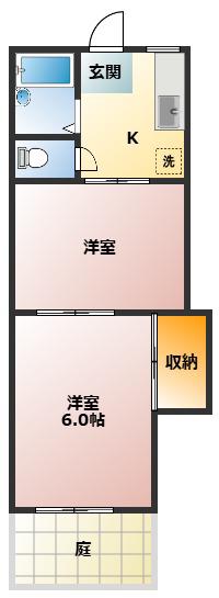 佐々木ハイツ(2K/1階)の間取り写真