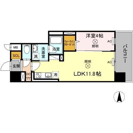 TWIN TOWERS AZUKI(1LDK/5階)の間取り写真