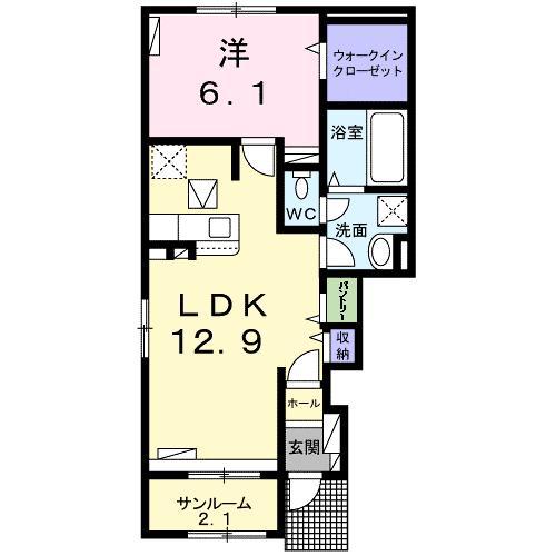 ラッポルティ II(1LDK/1階)の間取り写真