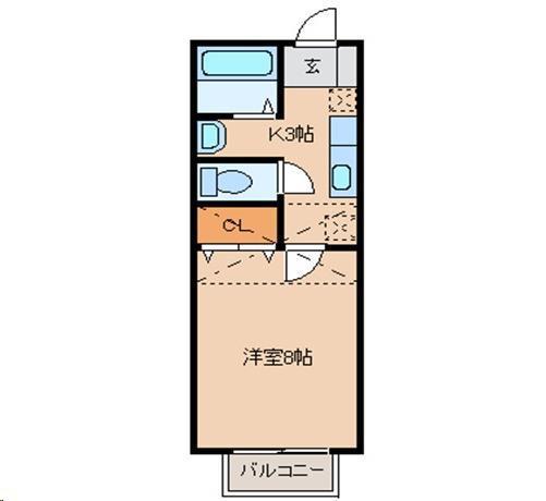 アスティオン荒井II(1K/1階)の間取り写真