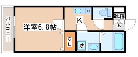 ソルディア垂水(1K/2階)の間取り写真
