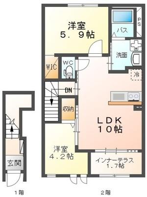 フラッハーニ(2LDK/2階)の間取り写真