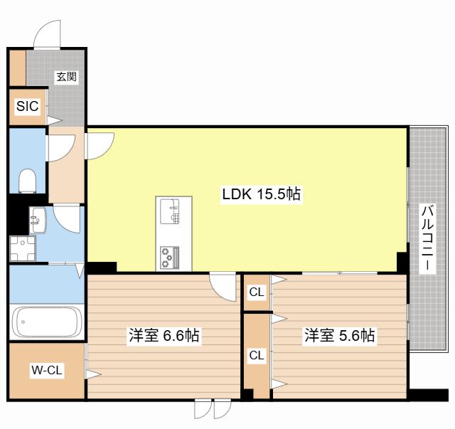 MAISON DE MARINE(2LDK/2階)の間取り写真