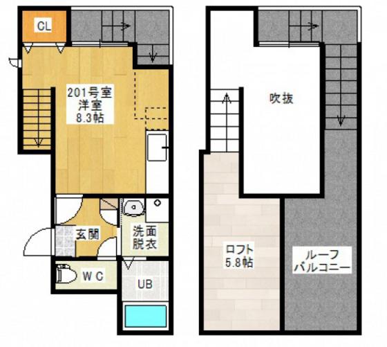 MAISONETIC大学病院東(ワンルーム/2階)の間取り写真