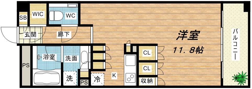 ガリレオ新町(ワンルーム/10階)の間取り写真