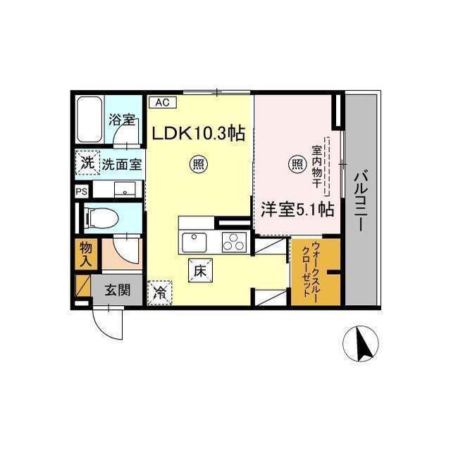 D‐INVEST東原A(1LDK/1階)の間取り写真