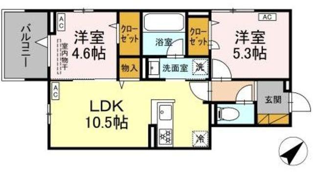 DーLOTUS(2LDK/3階)の間取り写真