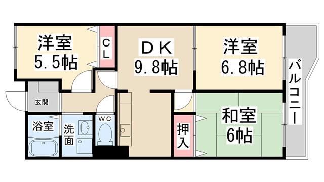 リヴェールうねのII(3DK/3階)の間取り写真