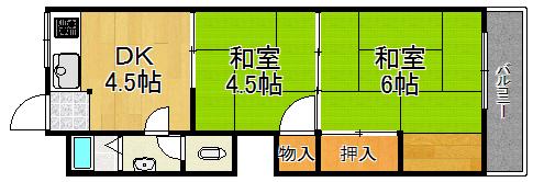 佐々木コーポ(2DK/4階)の間取り写真
