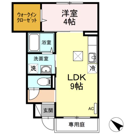 サープラス(1LDK/1階)の間取り写真