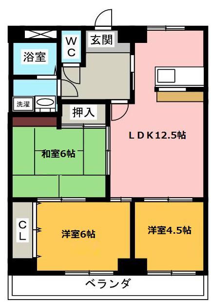 サンピアII(3LDK/3階)の間取り写真