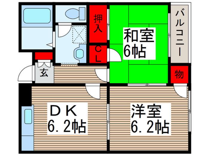 第二サンハイツコイヌマ(2DK/1階)の間取り写真