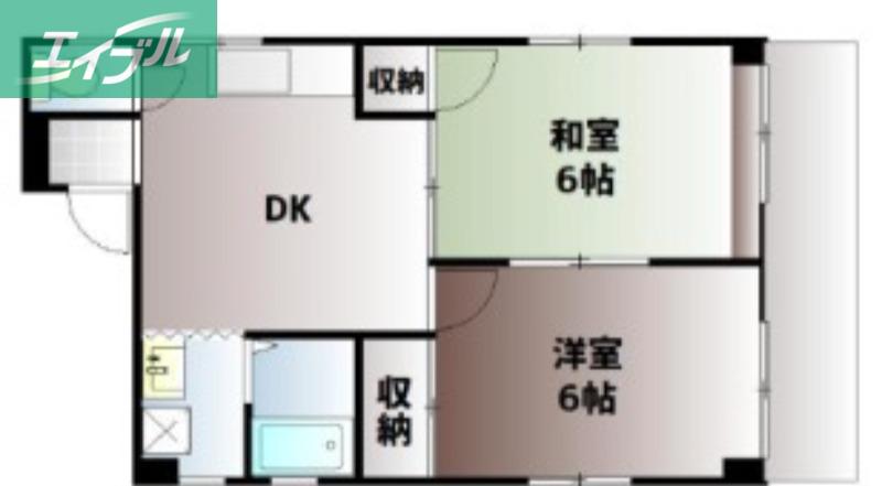 田口コーポI(2DK/1階)の間取り写真