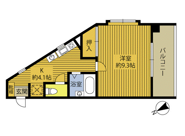 大在コーポIII(1K/8階)の間取り写真
