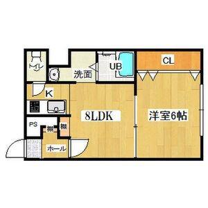 ディアコート北34条(1DK/1階)の間取り写真
