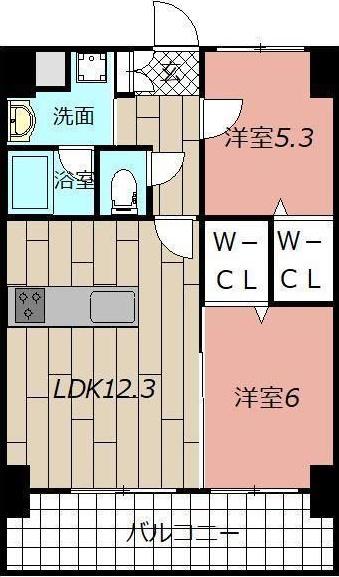 THE SQUARE PLATINUM RESIDENCE(2LDK/8階)の間取り写真