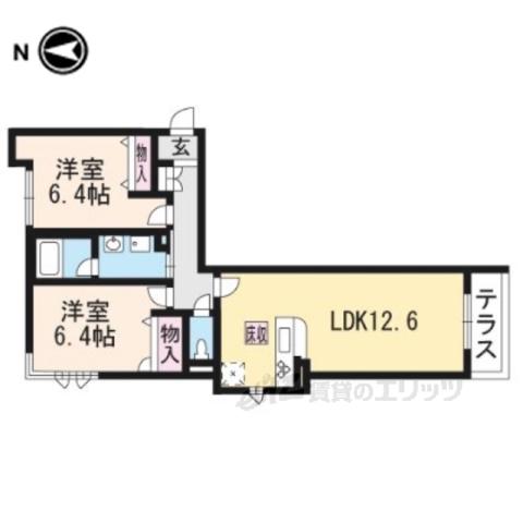 プレミアス大津京(2LDK/1階)の間取り写真