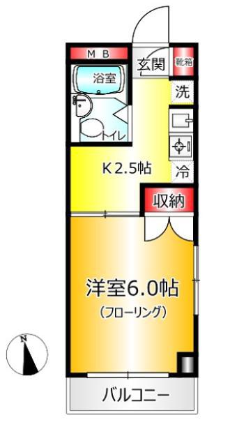 ライフイン玉川(1K/5階)の間取り写真