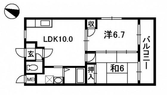 ルミエール翠町(2LDK/2階)の間取り写真