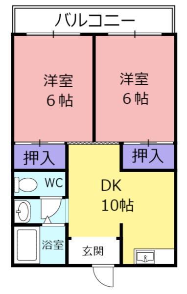 協栄ハイツⅠ(2DK/5階)の間取り写真