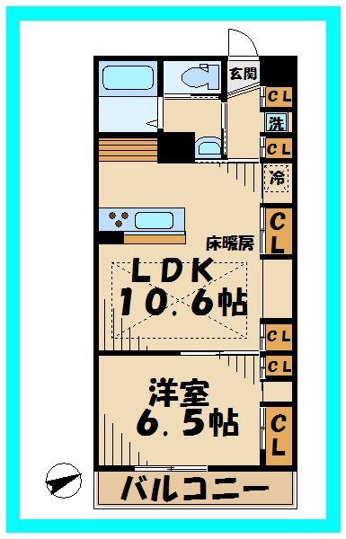 リブリ・クロシェットアルブル(1LDK/2階)の間取り写真