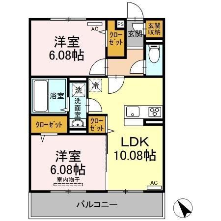 アムールパレス(2LDK/2階)の間取り写真