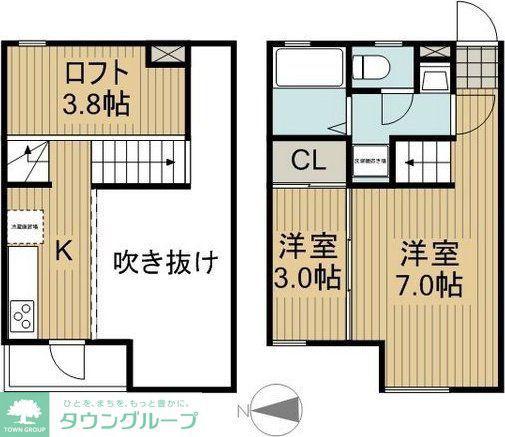 サンアリーナ北頭(1LDK/1階)の間取り写真