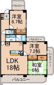フォンテヌ神山(3LDK/5階)の間取り写真