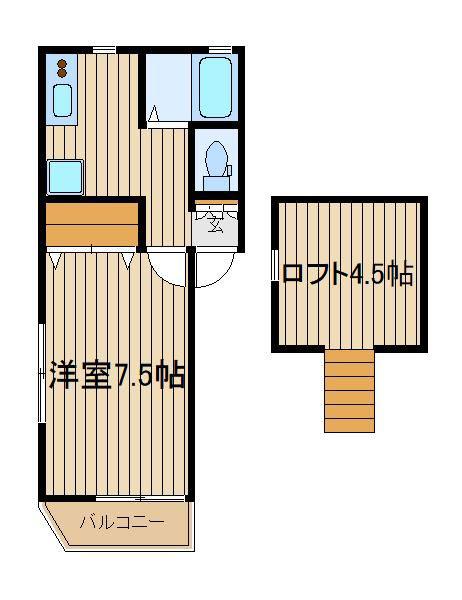 ブロッサムII(1K/2階)の間取り写真