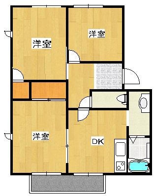 グランドール山王C(3DK/2階)の間取り写真