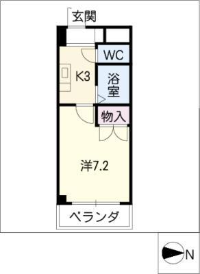 プランドール桜山(1K/5階)の間取り写真