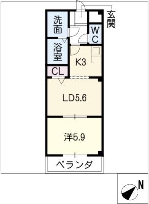 アムールMINERVA(1LDK/3階)の間取り写真
