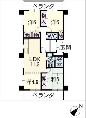 グラシオン仁大(4LDK/5階)の間取り写真