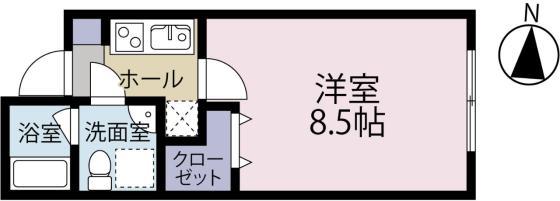 アミティ館内二番館(1K/1階)の間取り写真