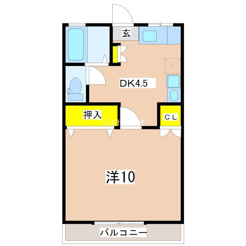 HOPEFUL21(1DK/2階)の間取り写真