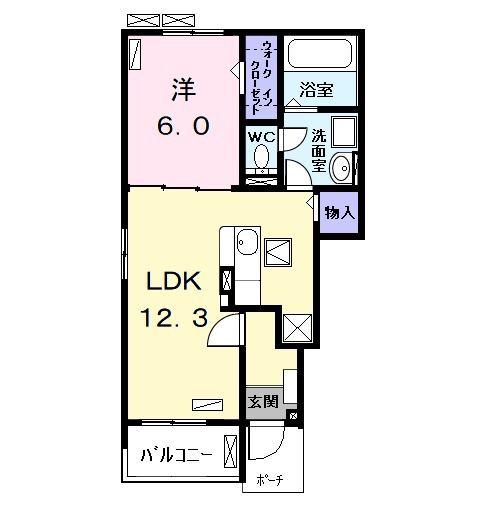 ルナパークA(1LDK/1階)の間取り写真