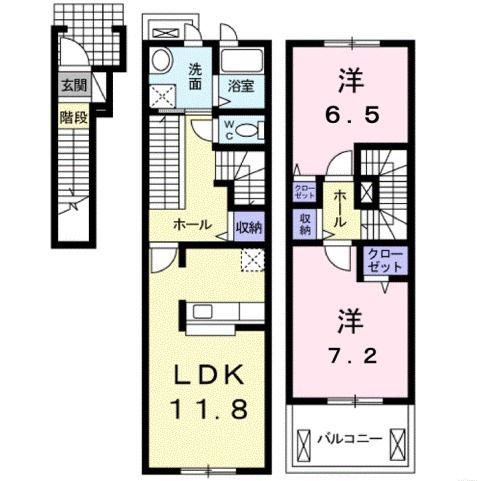 フリーディア(2LDK/2階)の間取り写真
