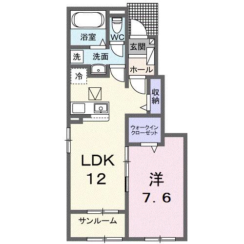ピッツィカートI(1LDK/1階)の間取り写真