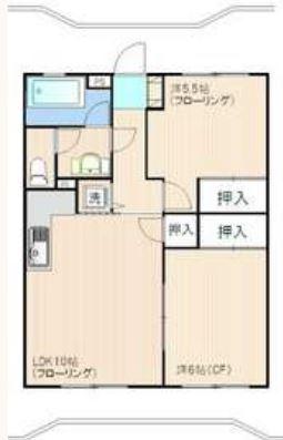 老松レジデンス(2LDK/6階)の間取り写真